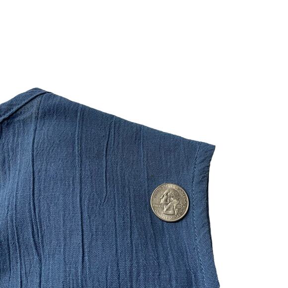 Vintage Womens Large Blue Patch Woven Plaid Cotton Vest - Picture 5 of 8